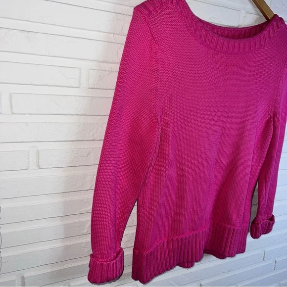 Appleseed’s Hot Pink Cotton Winter Knit Long Sleeve Sweater, Women’s Size Small - Picture 2 of 8